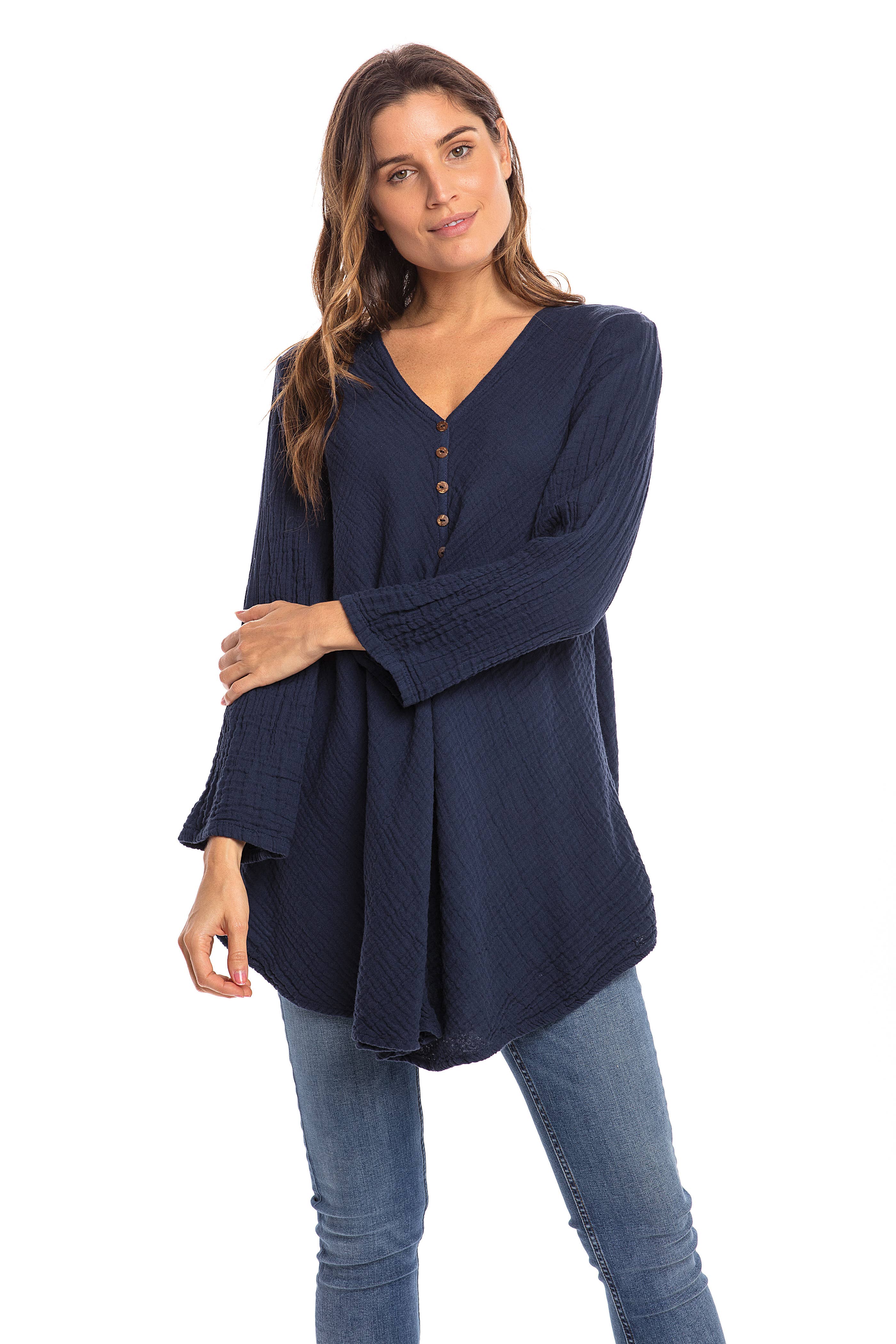 Nusantara Inc. - Wholesale Blouse - Women's - Thai Cotton Button Front Top-0482714