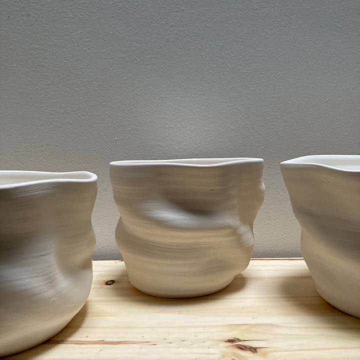 Raw Wobble Planter - White for wholesale by Katie Troisi Pottery