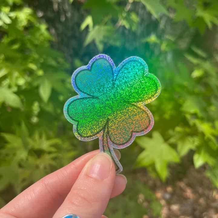 TTN Stickers - Wholesale Sticker - Iridescent Four-Leaf Clover Die Cut Vinyl Sticker1