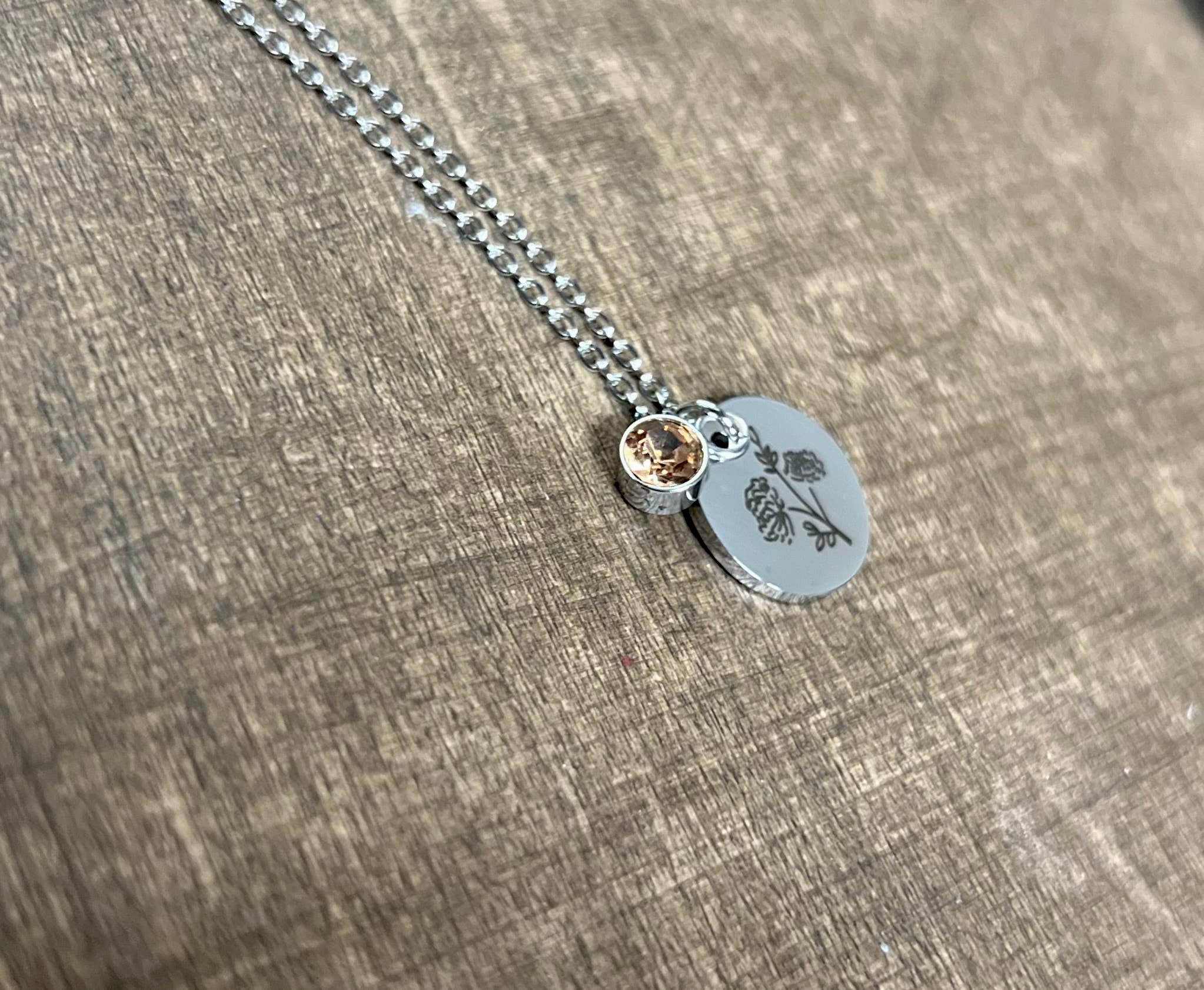 Briano Wholesale - Wholesale Pendant/Charm Necklace - Silver Birth Flower Necklaces - Stainless Steel10