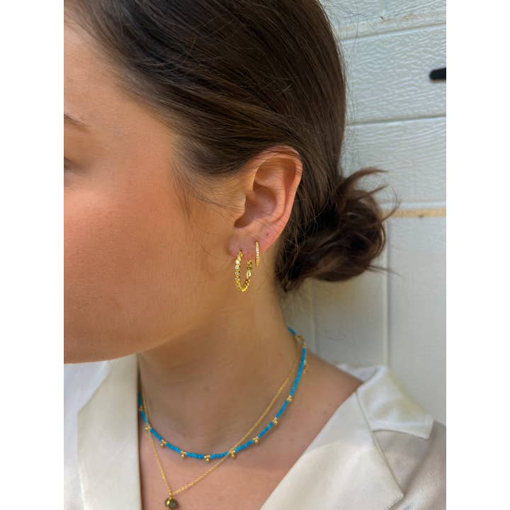 Elyssa Bass Designs - Vente Créoles - Créoles rondes en pierre avec pavé CZ1