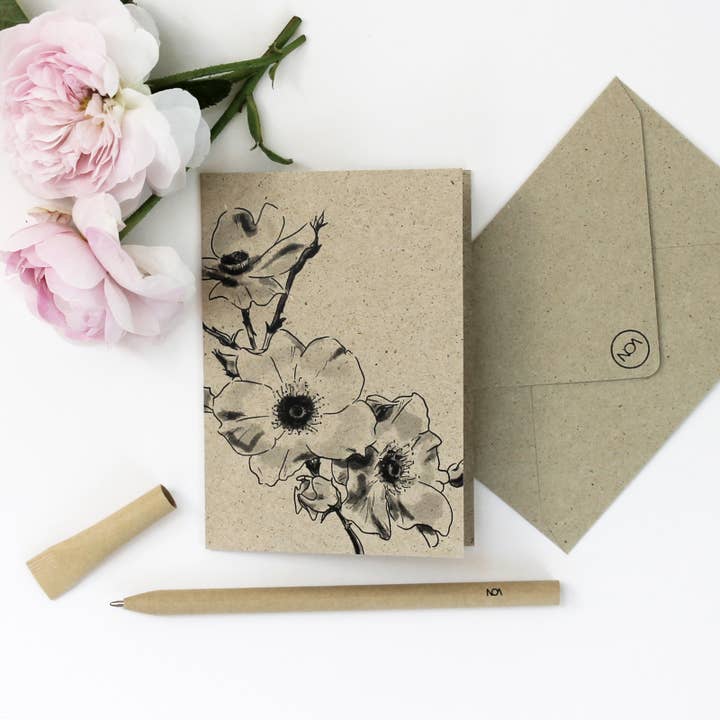 Minikort af græspapir, vildrose for engroshandel hos NOA Papeterie