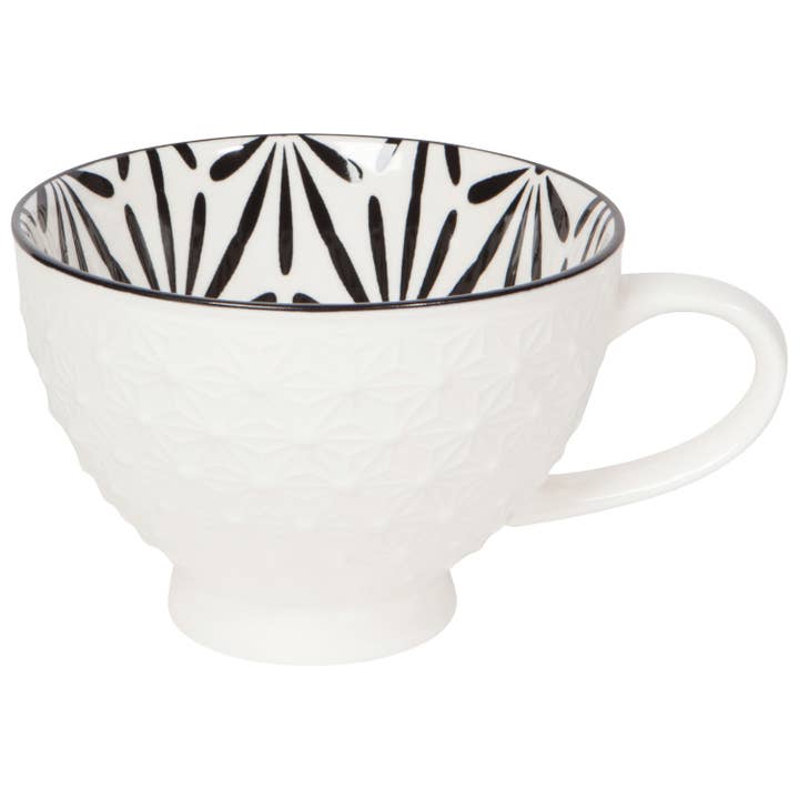 White Stamped Latte Mug 14 oz for wholesale by Now Designs by Danica