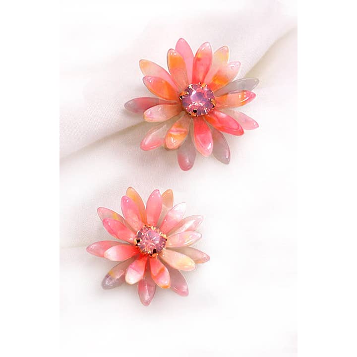 JOSSLYN by wall to wall - Wholesale Stud/Post Earrings - RESIN RHINESTONE DAISY STUD EARRINGS | 80E750