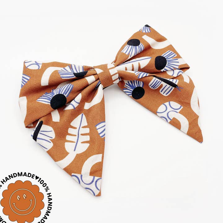 Terracotta Floral Hair Bow Clips, Large Barrettes For Women for wholesale by ELSE