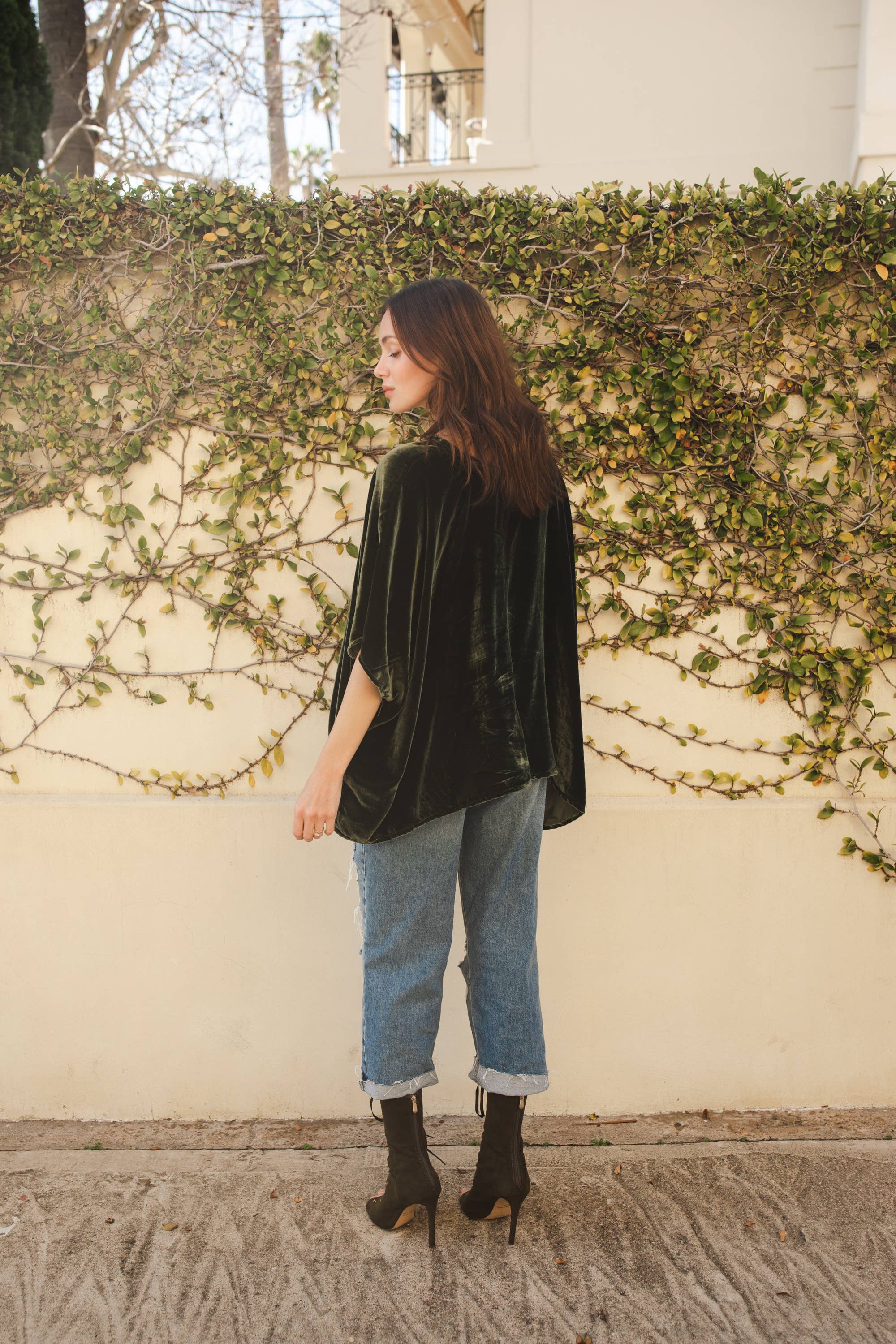 Jennafer Grace - Wholesale Blouse - Women's - Olive Silk Velvet Scarf Top7