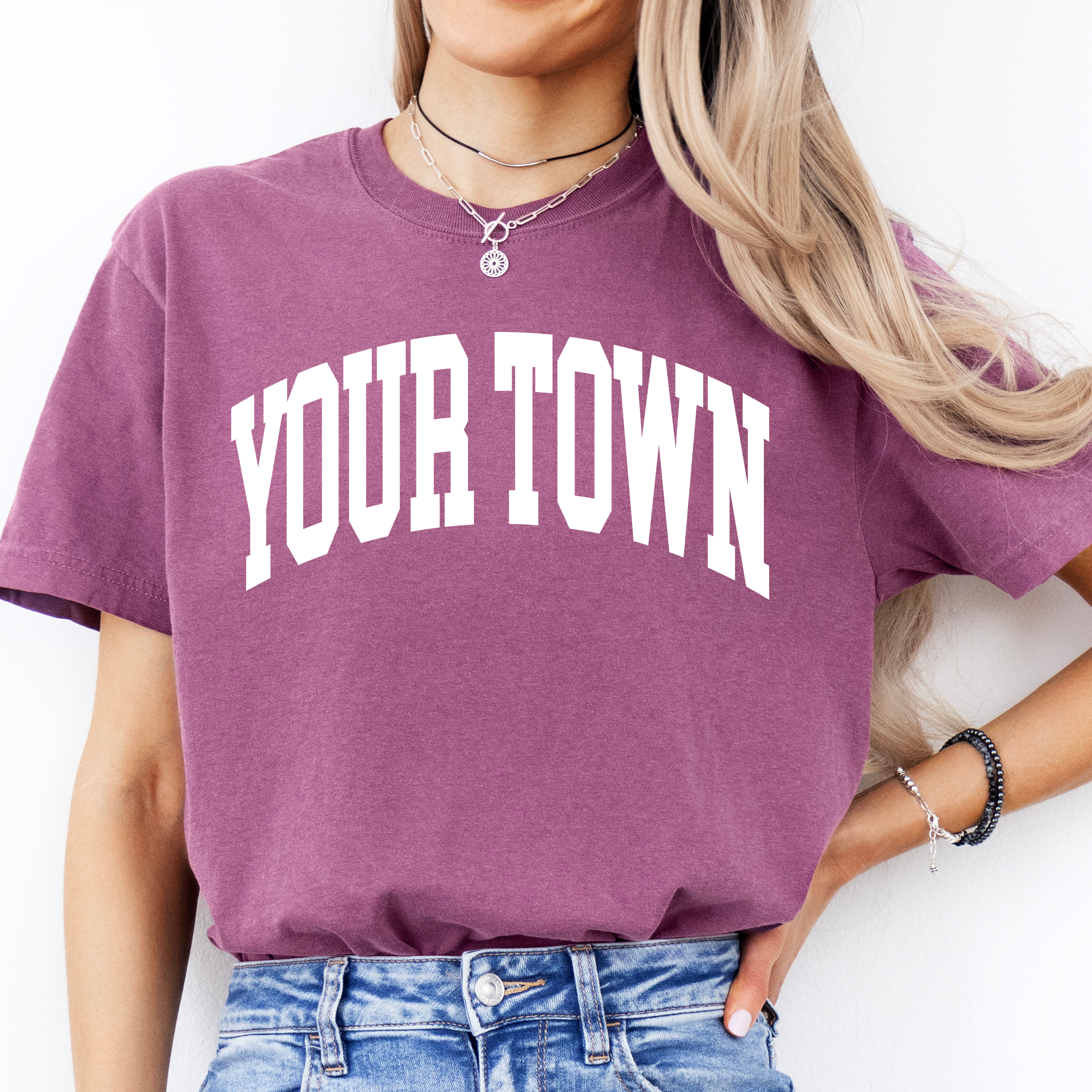 Faith & Life Christian Brands – Engroshandel T-shirt med print - Dame – Custom City Comfort Farver Heavyweight Hometown T-shirt4