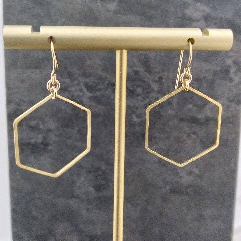 Brass Hexagon Earrings for wholesale by Say Anything... Jewelry by Stephanie Wilde