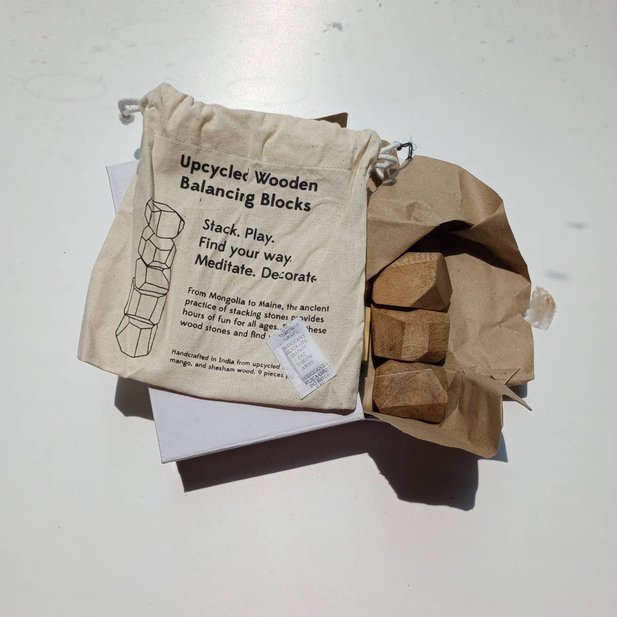 Ten Thousand Villages - Wholesale Stacking Game - Upcycled Wood Stacking Stones - Set of 9 *6