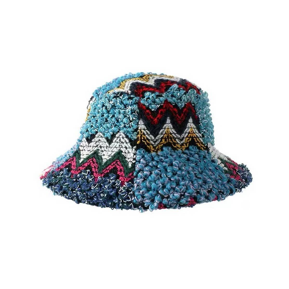 NINEXIS - Wholesale Bucket Hat - Women's - CWAH2213_ETHNIC RETRO COLOR MATCHING KNITTED BUCKET HAT9