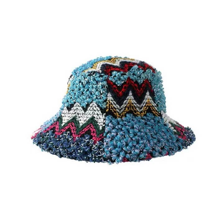 NINEXIS - Wholesale Bucket Hat - Women's - CWAH2213_ETHNIC RETRO COLOR MATCHING KNITTED BUCKET HAT9