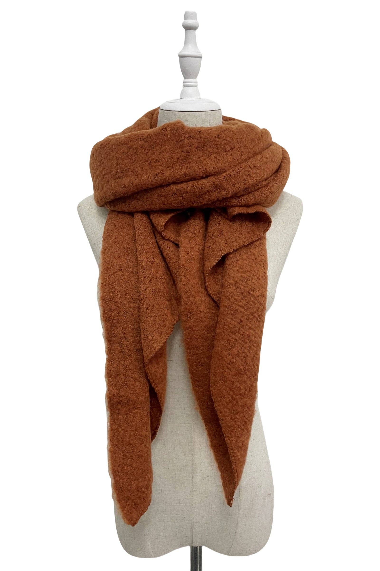 Fashion Scarf World - Wholesale Scarf - Women's - Plain Boucle Diagonal Edge Wool Scarf47