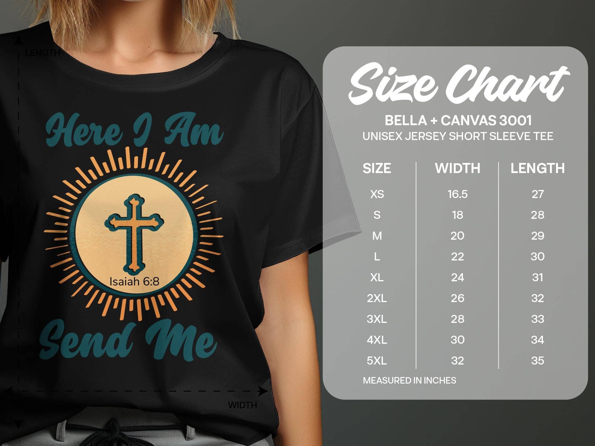 FreakyTeeFactory - Wholesale Screen Printed T-Shirt - Women's - Christian T-Shirt Here I Am Send Me, Isaiah 6 8 Scripture Tee, Religious Gift, Faith-Based Clothing, Unisex Bible Verse Shirt15
