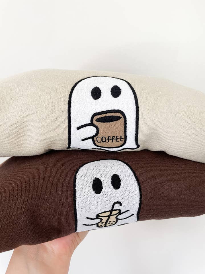 Ghost (Hot) Kaffebroderet rund hals for engroshandel hos ShopEndlessJune