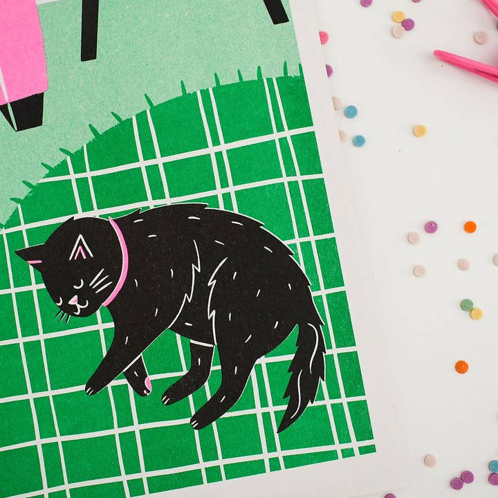 Nat Ellis Illustration - Wholesale Art print - Sleepy Sunday – Heavyweight Riso Print2