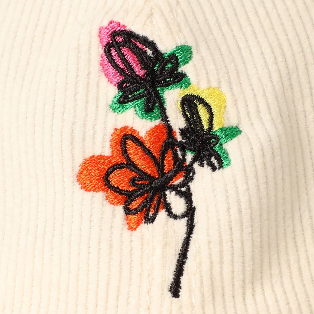 Fashion City - Wholesale Baseball Cap - Women's - Watercolor Flower Embroidered Corduroy Cap11
