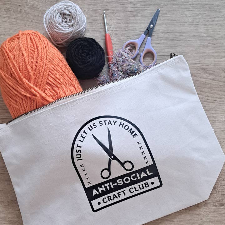 The Pigeon's Nest - Wholesale Knitting/Crochet Supplies - Anti-Social Craft Club Project Pouch | Large Crafter Pouch1