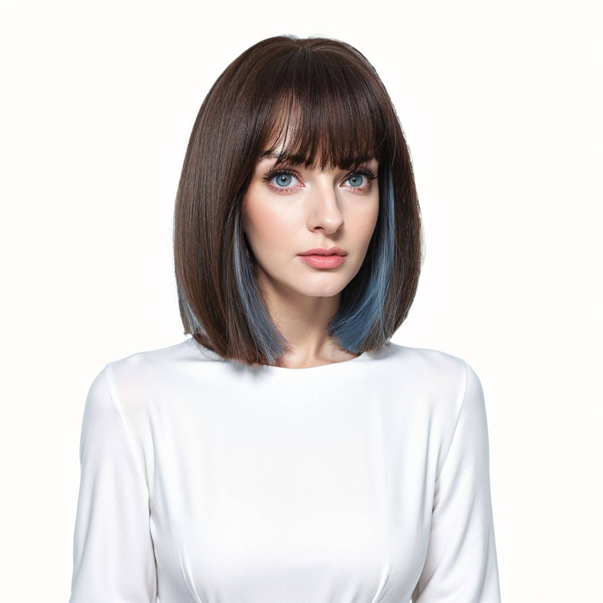 AK Brand - Wholesale Wig/Hair Piece - Straight Bob Wig with Bangs Heat-Resistant Style12