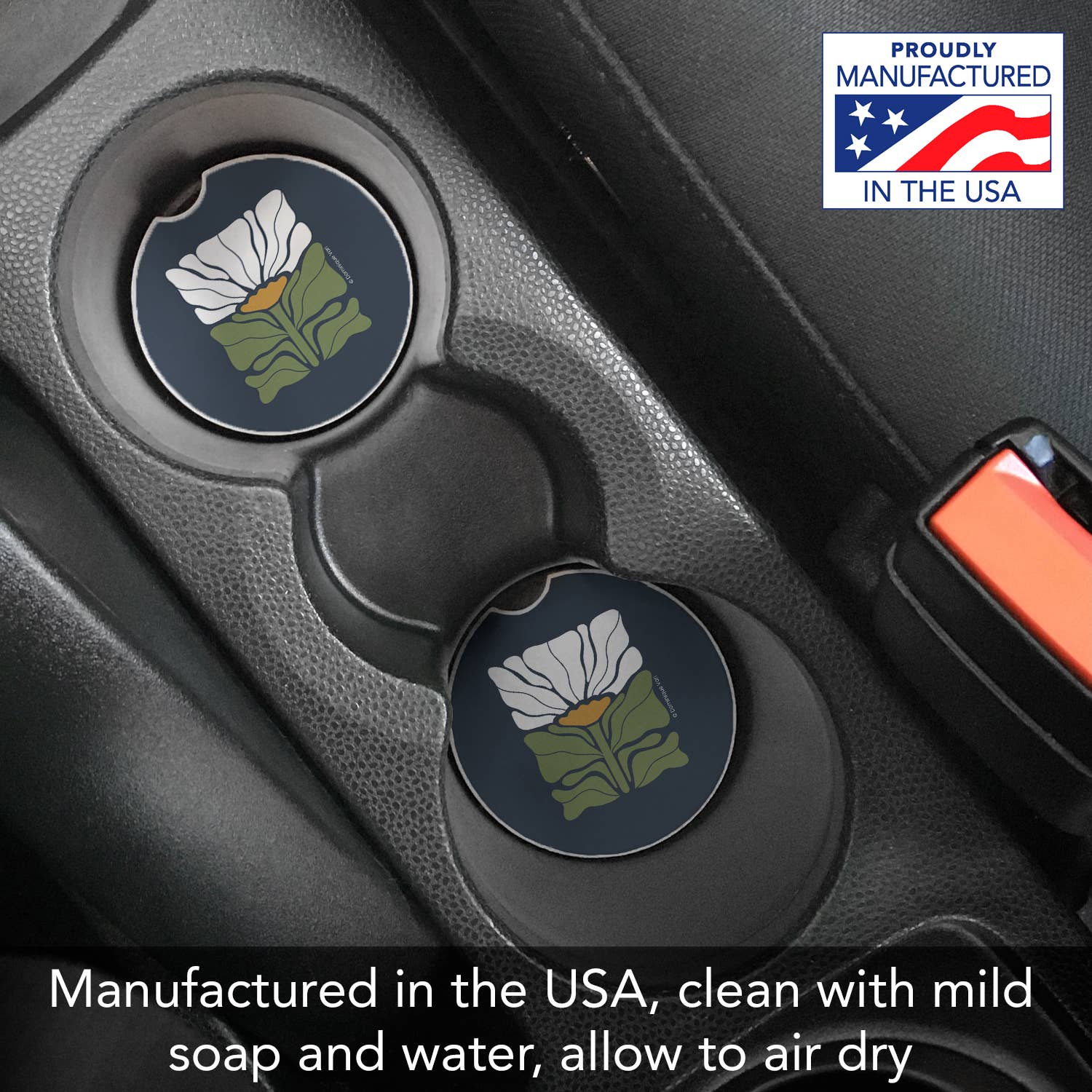 CounterArt/Highland Home/Thirstystone - Wholesale Coasters - "Bohemian Floral" Absorbent Stone Car Coaster 1pk 5