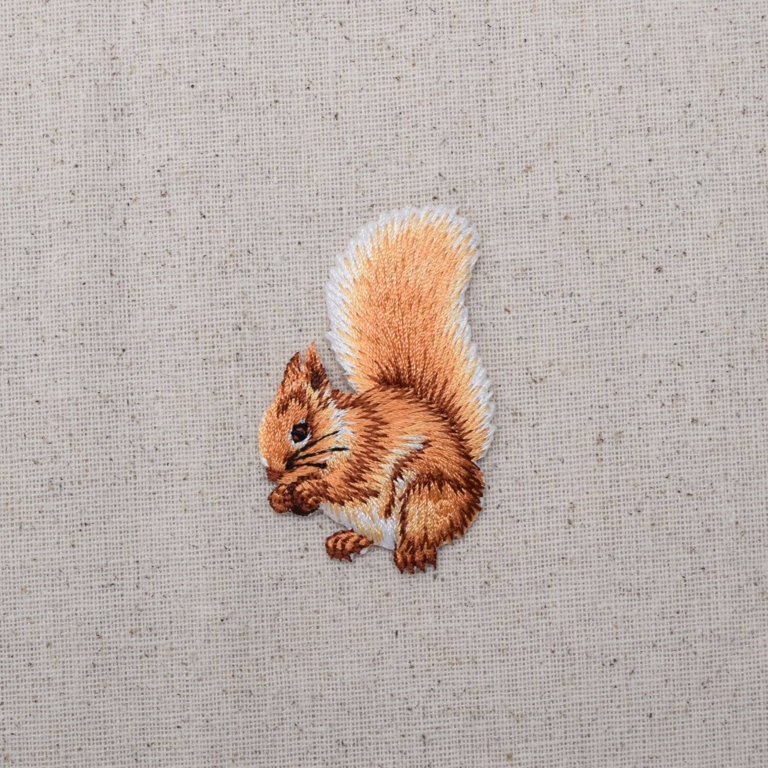 Wholesale Applique - Wholesale Patch - Squirrel - Brown - Facing Left with Acorn nut Iron on Patch