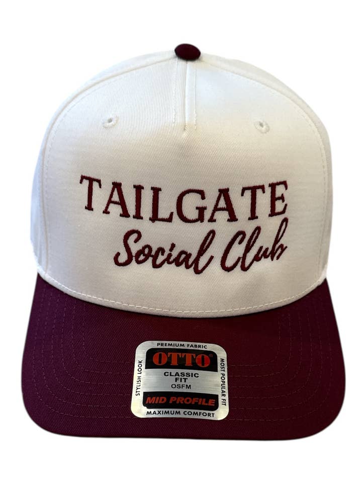 Tailgate Social Club Maroon and White Hat for wholesale by Happy Sunday