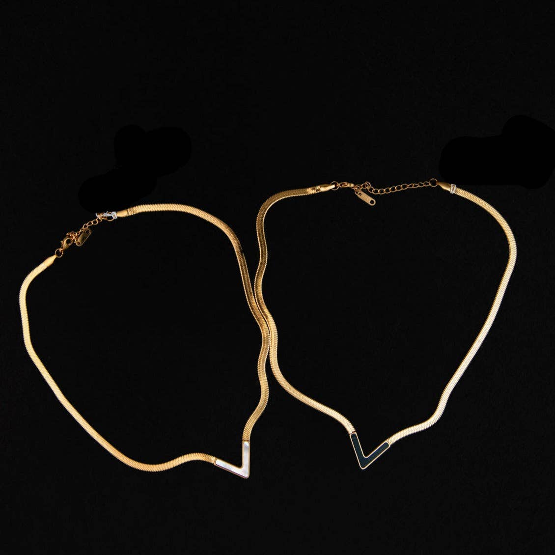 Steward & James - Vente Collier maille et chaîne - Collier Victoria en noir5