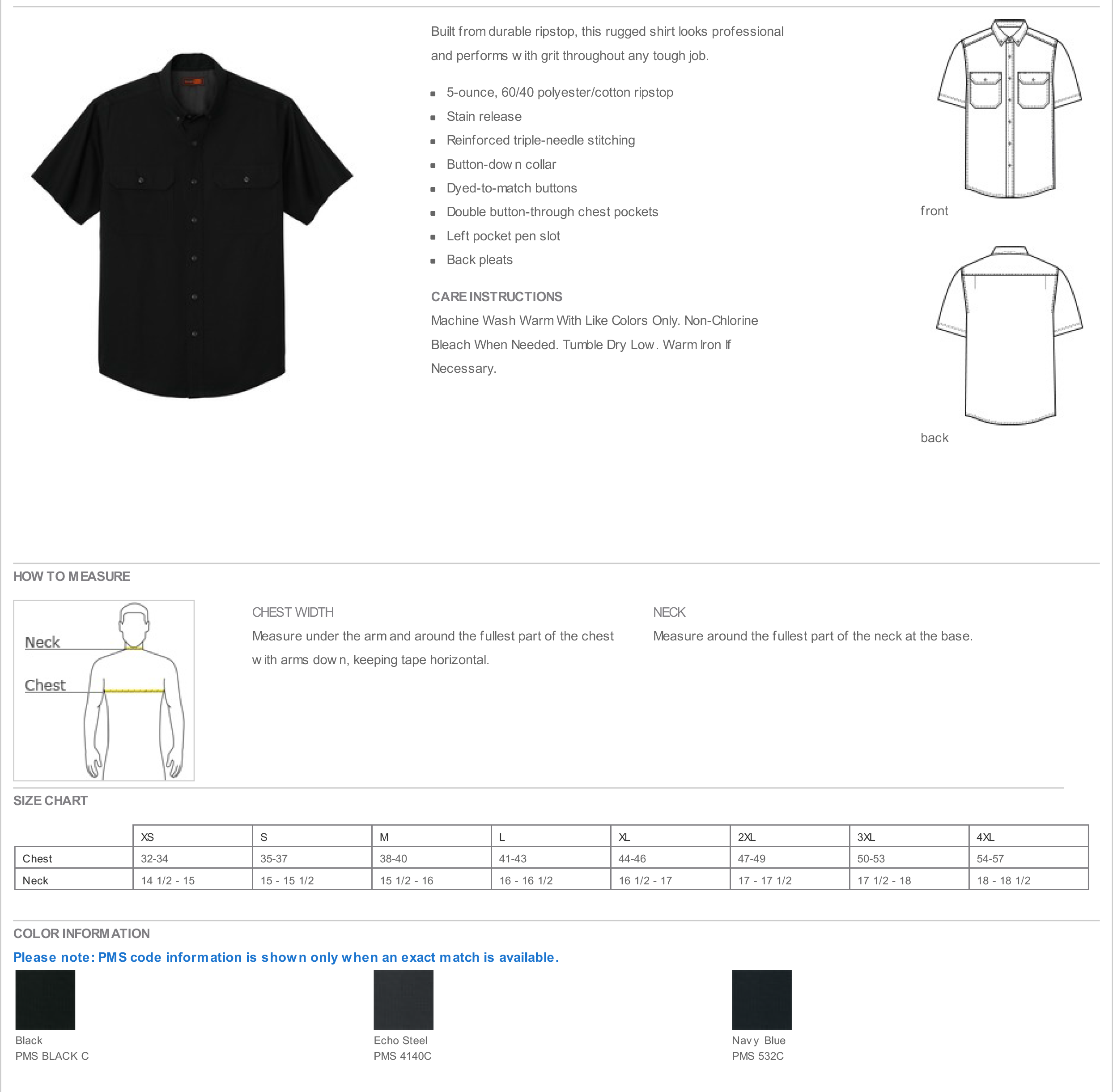 One Nine - Wholesale Button Down Shirt - Men's - Custom Embroidery Logo Short Sleeve Select Ripstop Shirt5