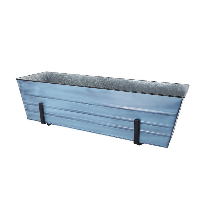 ACHLA Designs - Wholesale Planter Box - Large Blue Flower Box- 2x6 Railing Brackets2