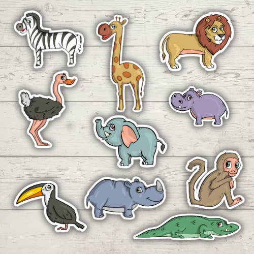 Safari Animal Stickers, Zoo Animals for wholesale by Forest Crafts