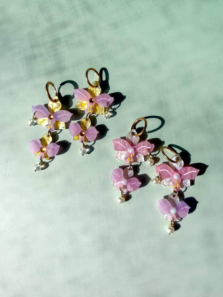 Orchid Earrings for wholesale by Sunnie Creative