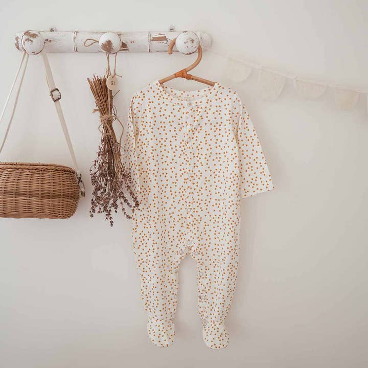 Rose in April - Wholesale Onesie - Kids - AMALIA BABY PAJAMAS MINI HEART MUSTARD1