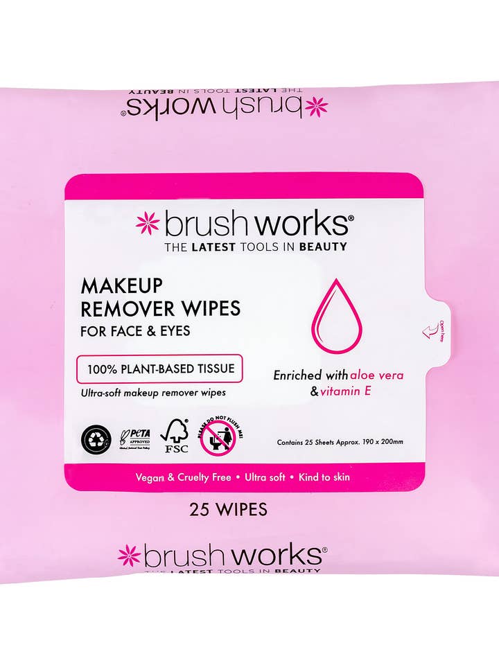 Salviette struccanti Brushworks - 25 fogli per la vendita all'ingrosso da parte di Soinvogue