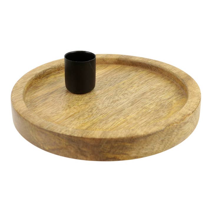 Castiçal redondo de madeira Vita por atacado de EARTHWARE