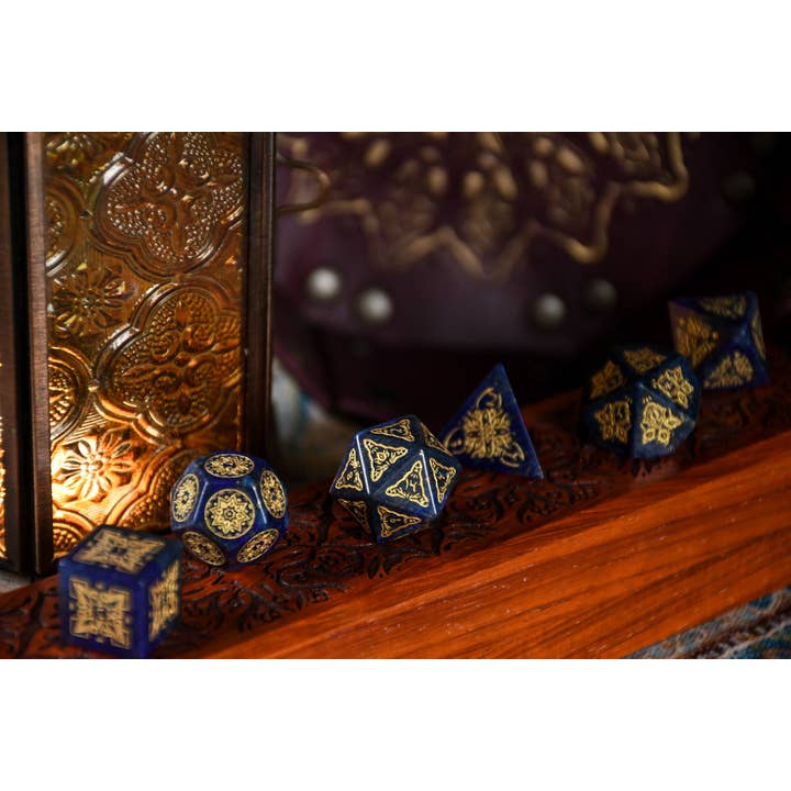 Misty Mountain Gaming - Wholesale Dice - Moroccan Blue Lapis Stone Dice Set - Dice Around the World Collection10