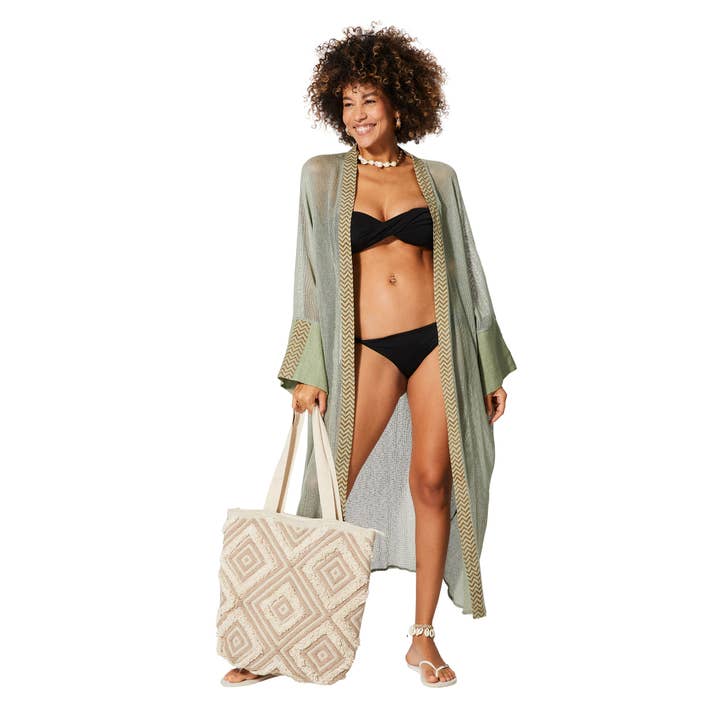 KIMONO SUMMER LONG SLEEVES LONG SLEEVES MBK5007B for wholesale by La Mano Boho