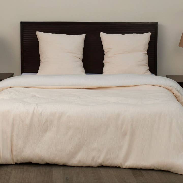 220x240 Bed Set Microfiber Gauze Ecru Natural - White for wholesale by Housse De Rêve