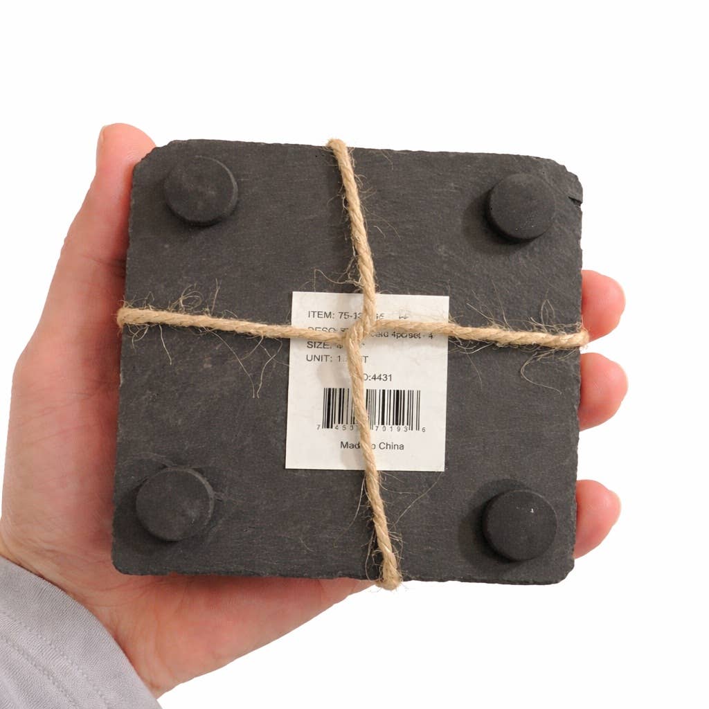 Factory Direct Craft - Vente Sous-verre - Lot de 4 sous-verres carrés en ardoise naturelle4