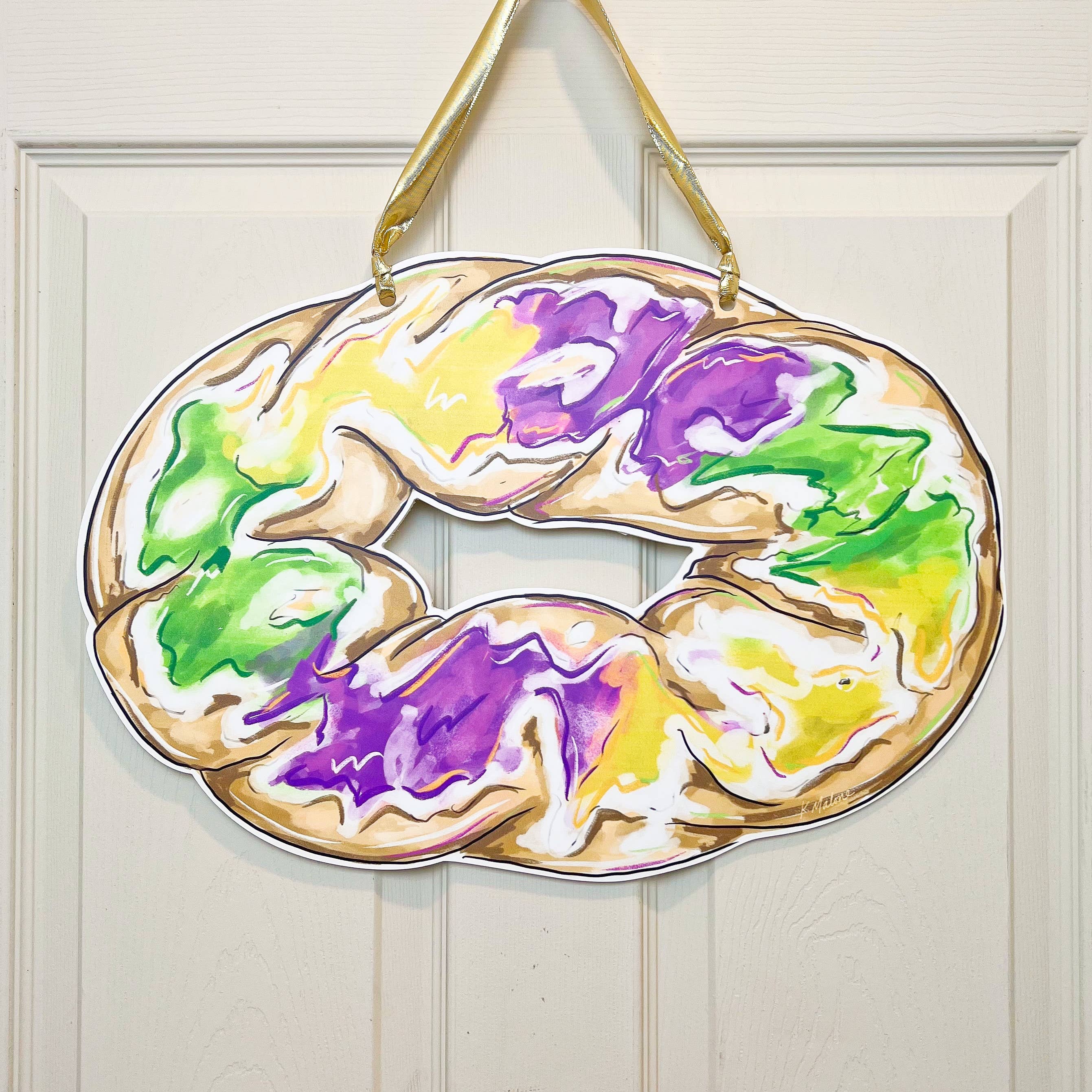 Bright King Cake Mardi Gras dörrhängare New Orleans dekor för wholesale av Home Malone