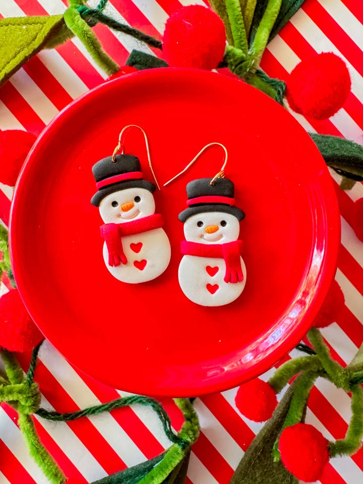 Boucles d'oreilles en argile | Bonhomme de neige Sweetie pour la vente par Larry’s Waffle Shop
