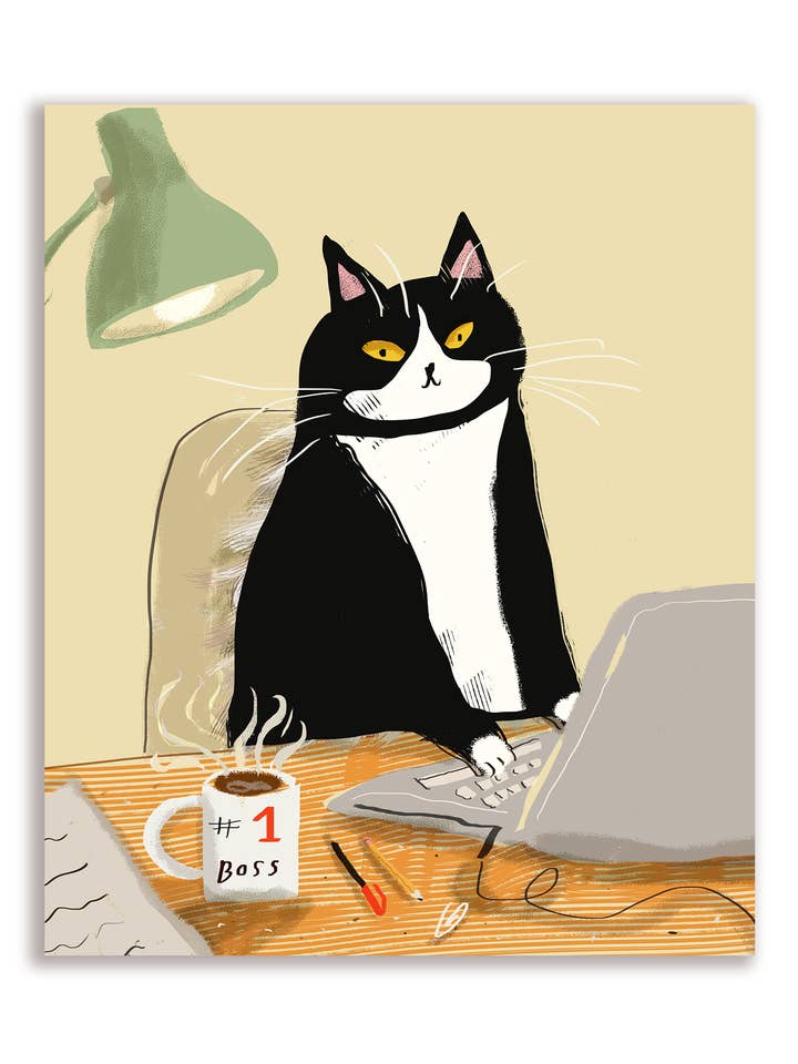 Boss Baby Cat Card for wholesale by The Dancing Cat