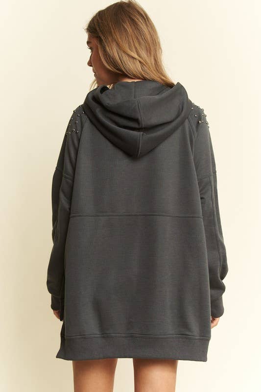 JADE BY JANE - Vendita all'ingrosso Felpa con cappuccio - Donna - FELPA CON CAPPUCCIO E BORCHIE JJT504412