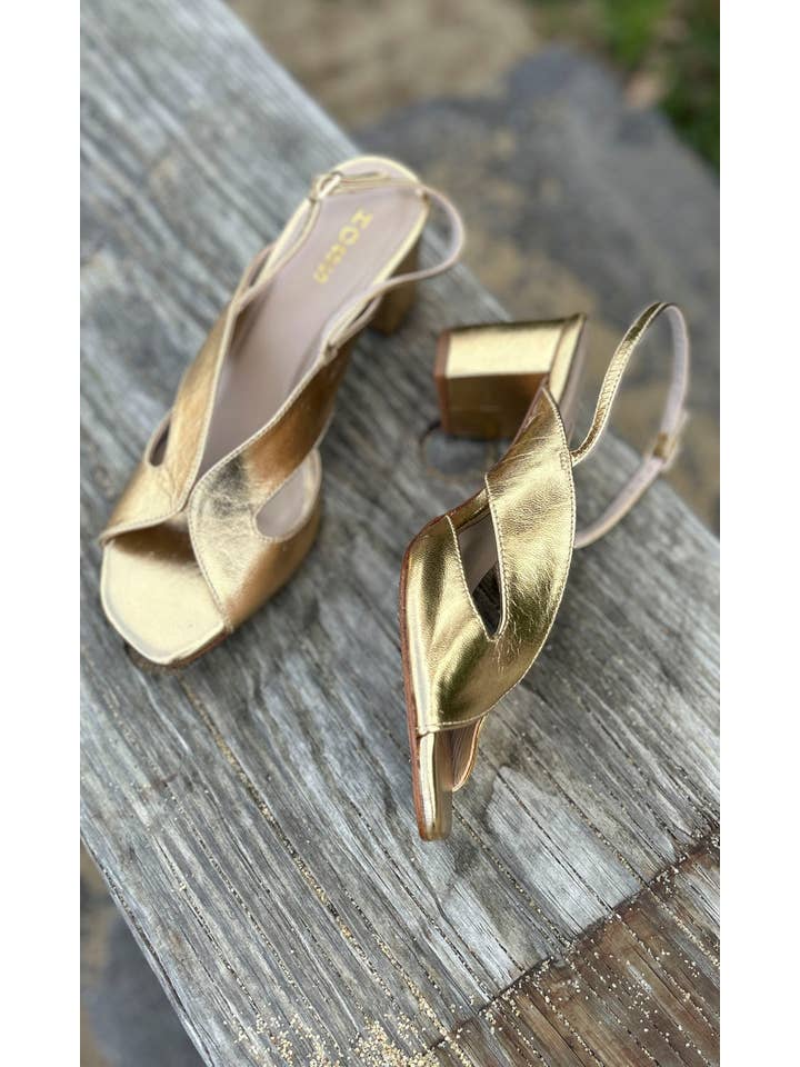 HOSS - Wholesale High heels – Women’s - hoss Capri Block Heel - Gold Leather1