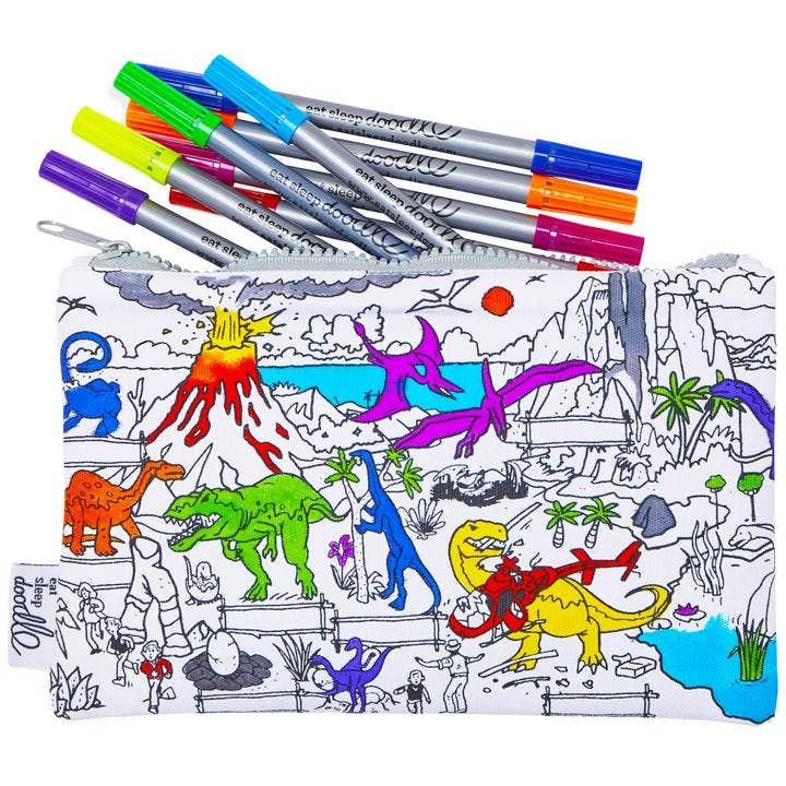 Kids Craft Kit - Color In Dinosaur Pencil Case for wholesale by eatsleepdoodle