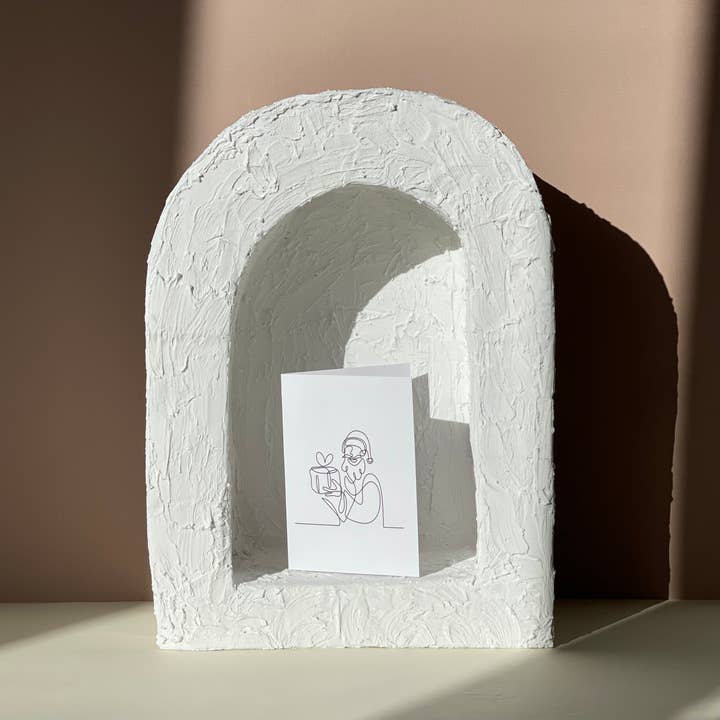 Santa Christmas Minimalist One Line Greeting Card for wholesale by Forma Candle Studio