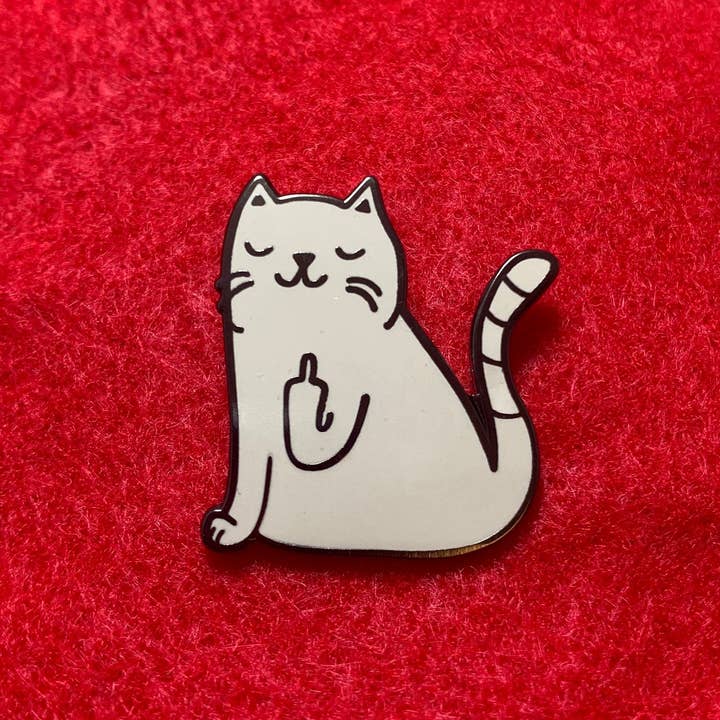 Snarky Pants Studios - Wholesale Lapel pin/button - Middle Finger Cat Enamel Pin, Gifts for Cat Lovers4