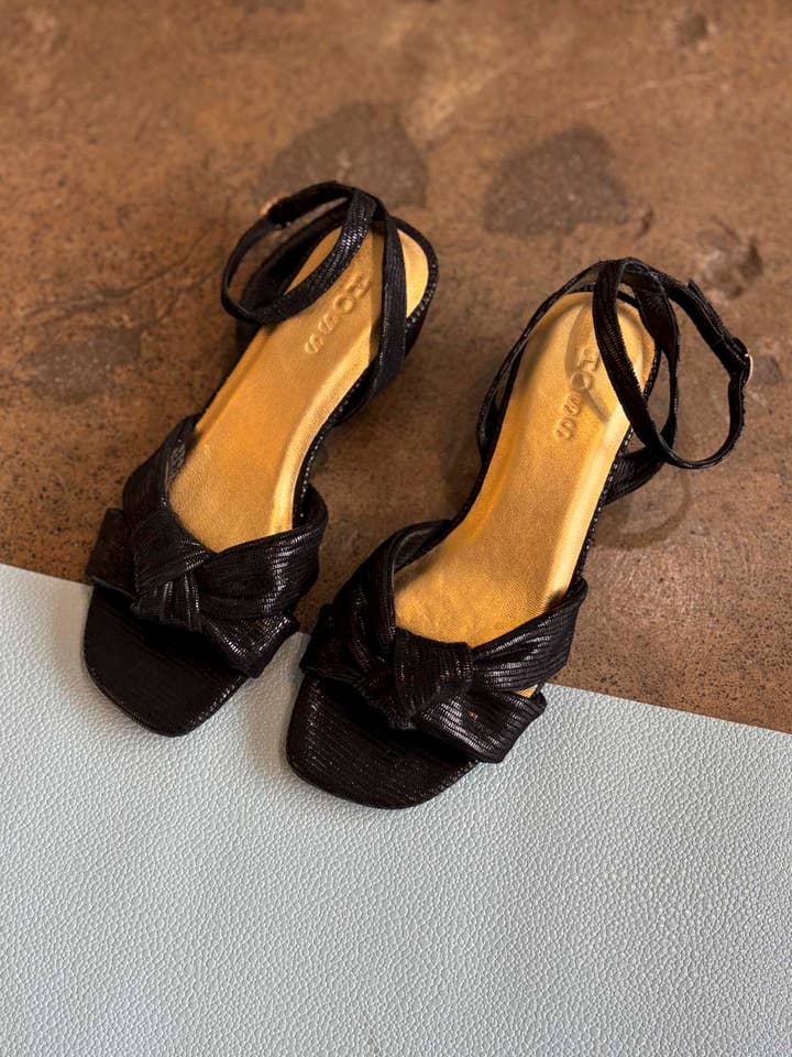 Hoss Belle Black Glomesh Sandals for wholesale by HOSS