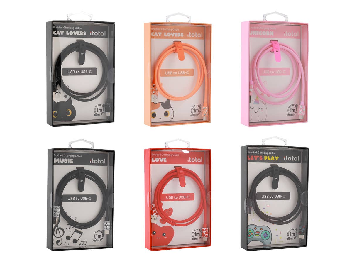 I-Total, I-Drink - Wholesale Charging Cable - Assorted USB - USB-C Cables - display 24 pcs0