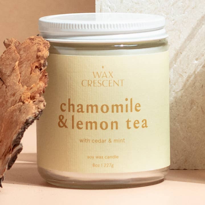Chamomile & Lemon Tea Soy Wax Candle for wholesale by Wax Crescent