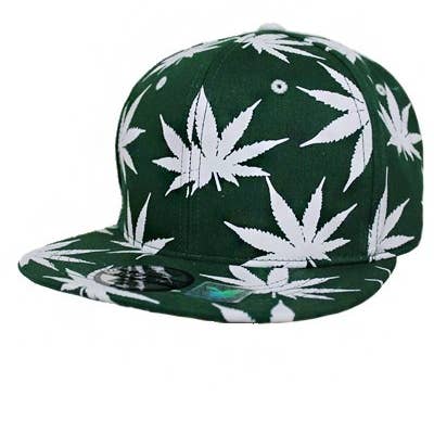 Cap Zone - Wholesale Flat Brim Cap - Unisex - Marijuana Cannabis Leaf All Print snapback2