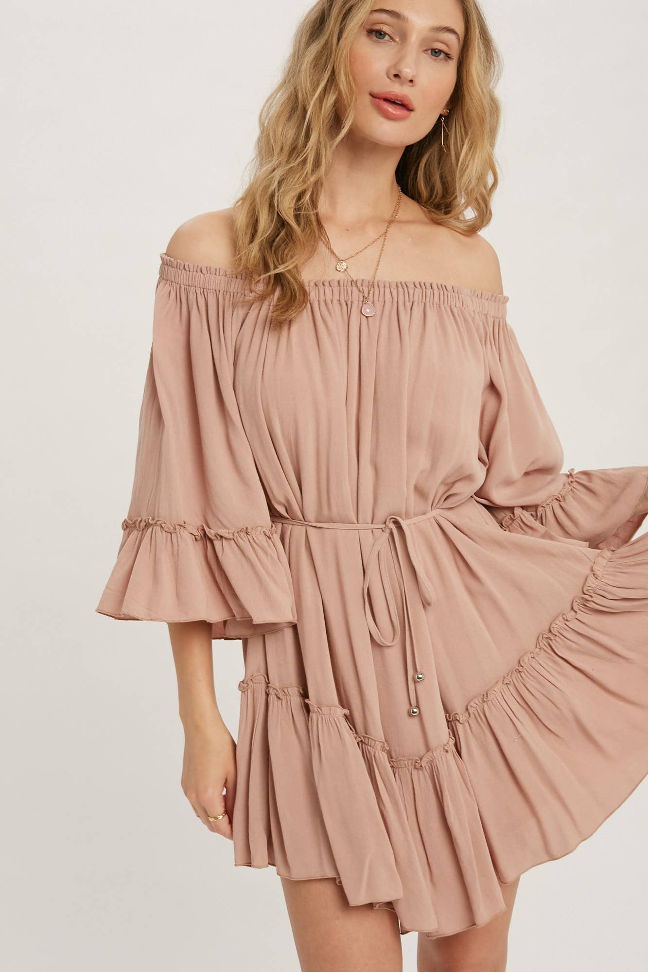 Bluivy - Wholesale Dress - Women's - RUFFLED SOLID BOHO DRESS45